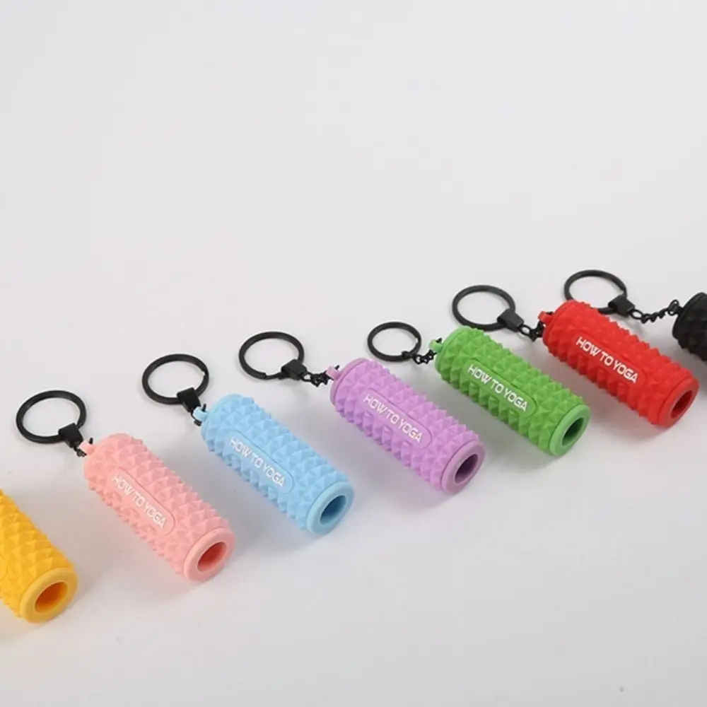 Finger Massage Mini Foam Roller Keyring Silicone Sports Style Foam Roller Shaped Keichain Bag Decoration Creative