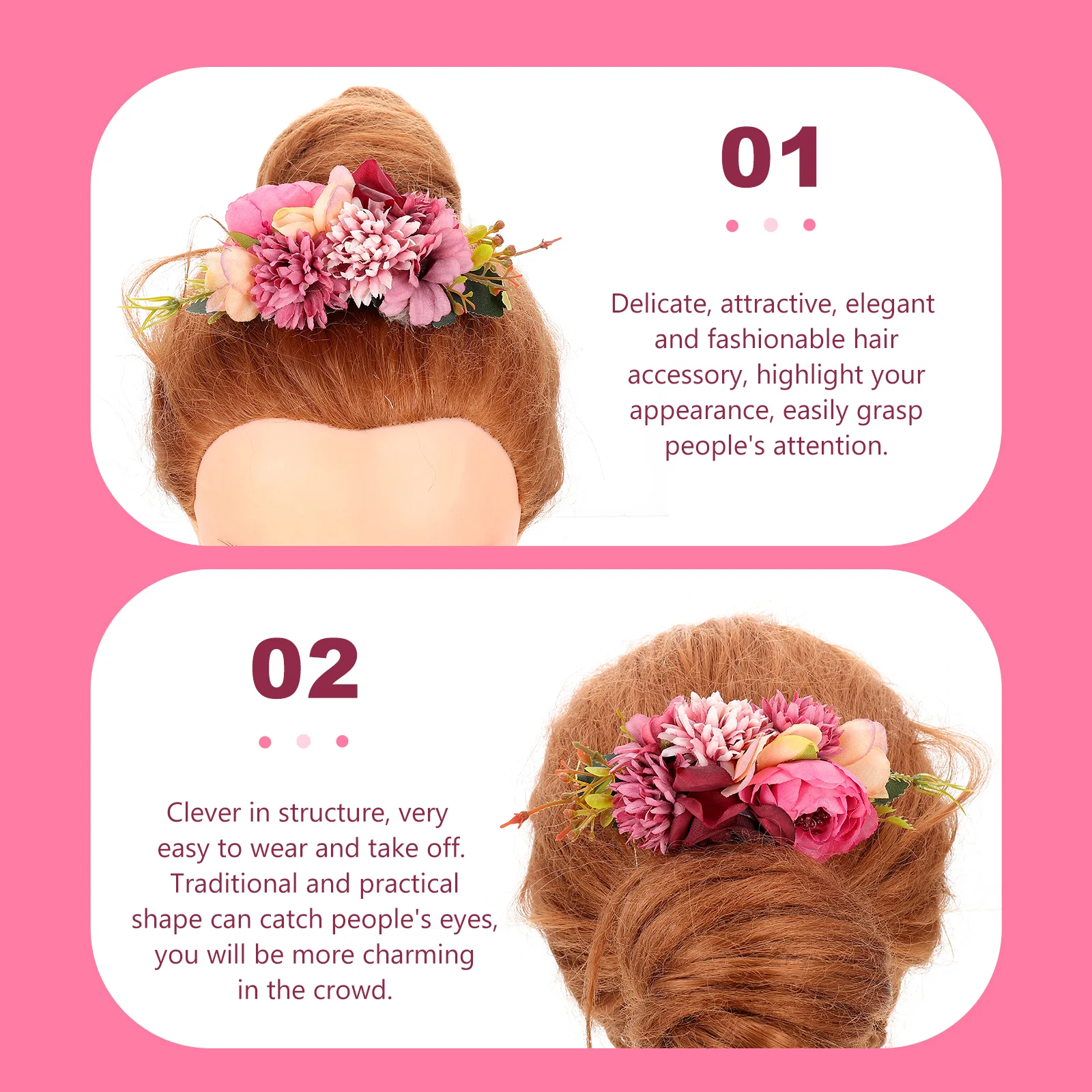 

Simulated Rose Hair Comb Wedding Bride for Bridal Styling Headpiece Flower Miss