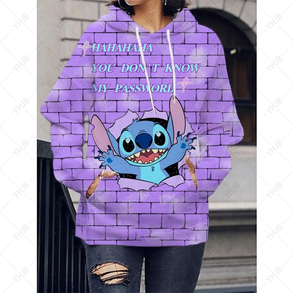 Disney-Moletom feminino com capuz, carta monstro anjo, Pulver unisex, blusa fofa de bolso, moda Harajuku