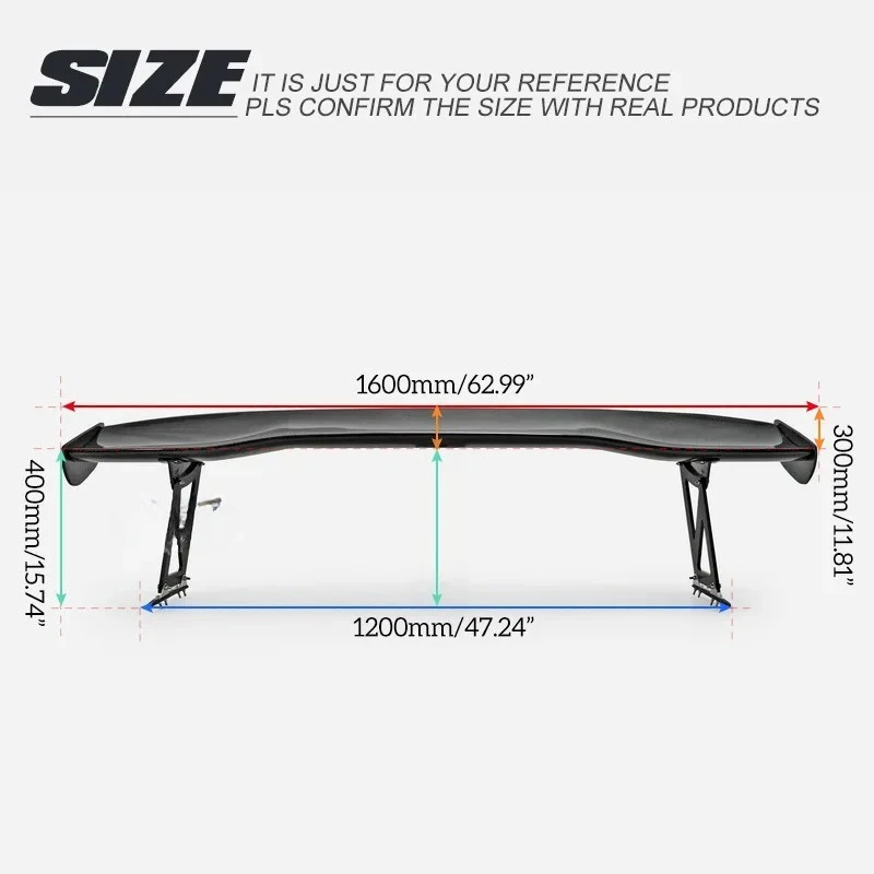 Adatto per Modifica modello universale di auto Grande Js Racing Style Fibra di carbonio GT Spoiler Aggiunta ad ala fissa