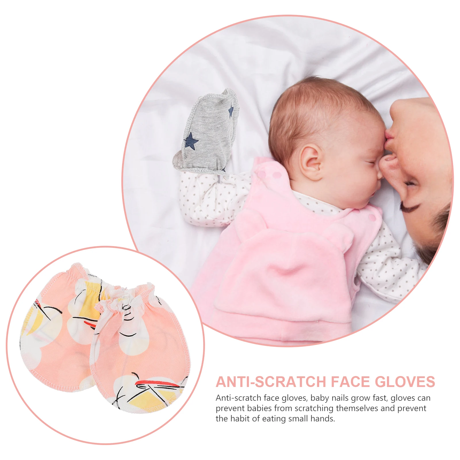 

1 Set of Soft Cotton Newborn Anti-Scratch Gloves Baby Hat Adjustable Baby Socks