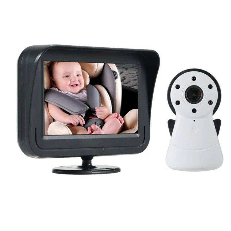 FFYY-Secure Baby Nanny Monitor 4.3 بوصة شاشة فيديو للسيارة مع رؤية ليلية وتحدث صوتي