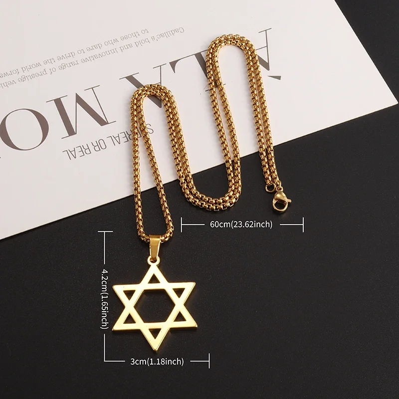 Stainless Steel Star of David Pendant Solomon Necklace for Men and Women Israeli Jewish Jewelry Gifts image 5