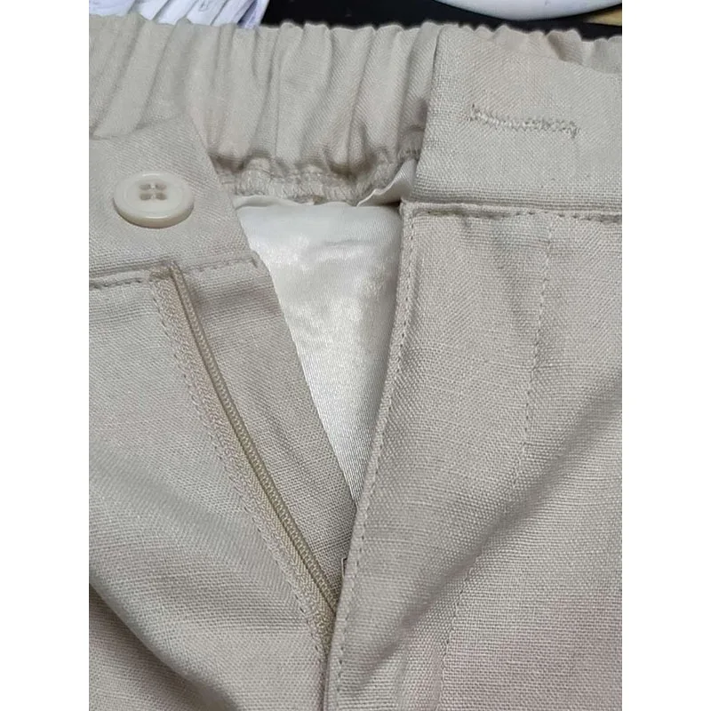 Tinaa Cotton Linen Blend Pants Women 2025 Japanese Style Solid Color Straight Ankle-length Pant Casual Simple Trousers 77817