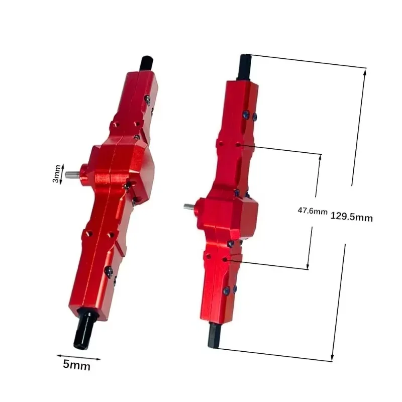 Para WPL JJRC D12 coche camión Rock Crawler camiones mejora piezas de modificación eje trasero Total Metal Ridge eje caja de cambios