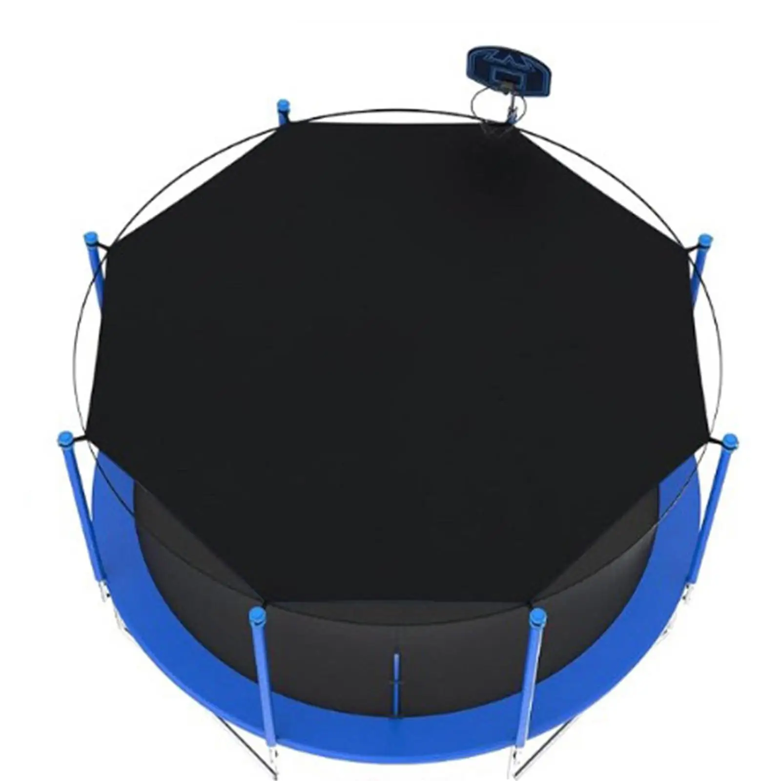 Trampoline Shade Cover Outdoor Black PE Canopy Waterproof Sun Awning for Kids 6 Pole Trampolines Backyard