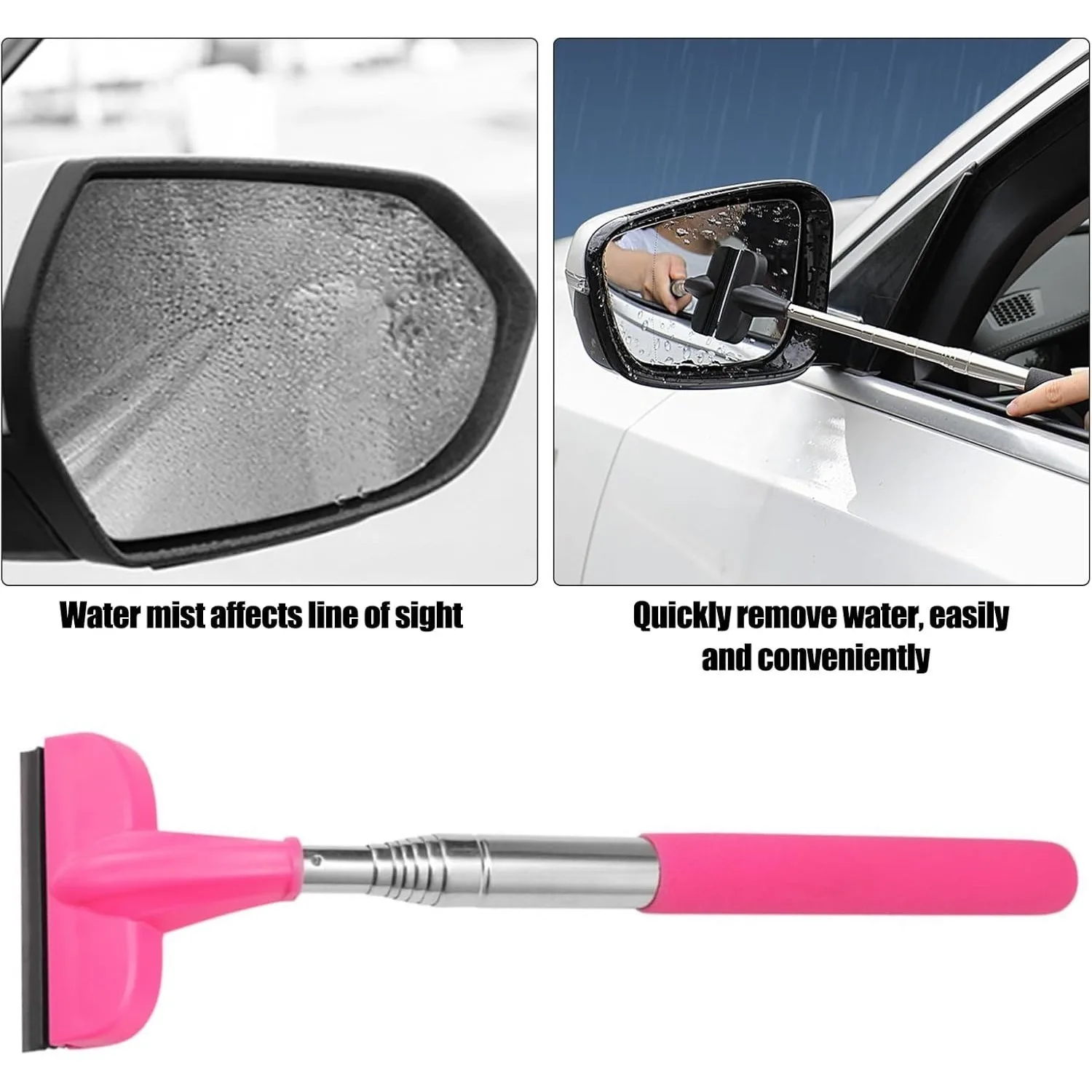 1pc Car Window Mini Squeegee, Portable Tiny Car Side Mirror Squeegee Retractable Car Windshield Wiper to 39.5in Windshield
