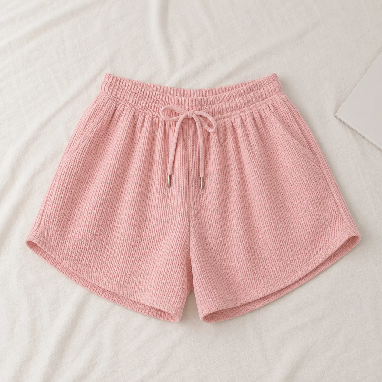 Women's Summer Textured Sports Shorts Elastic Waist Drawstring Breathable Loose Fit Casual Running Workout Beach Lounge Pants