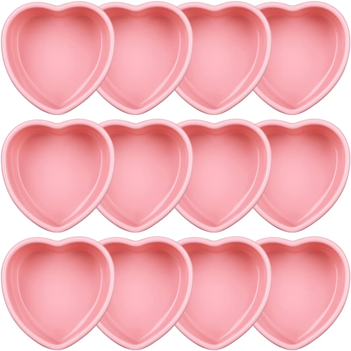 12 Pcs Heart Shaped Cake Pans Pink Silicone Mini Heart Cake Pan for Valentine's Day Birthday Cupcake Muffin Tool(4Inch)