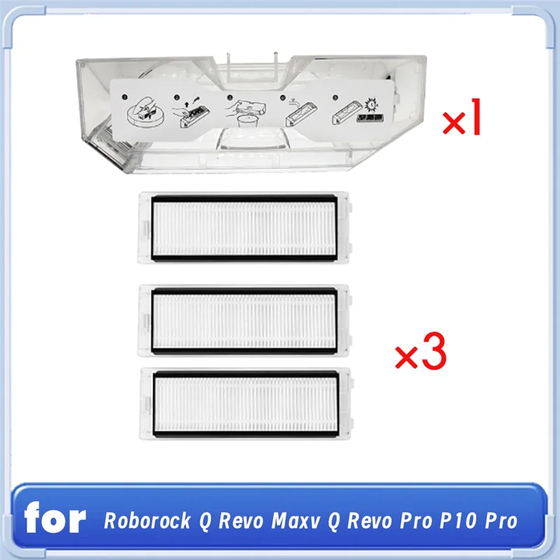 AC39-ダストボックスアセンブリ、Roborock Q Revo Maxv Q Revo Pro P10 Proロボット掃除機アクセサリークリーナー用交換フィルター3個付き