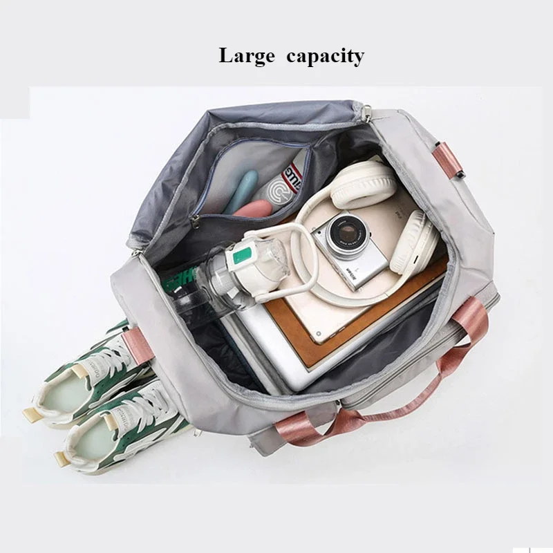 حقيبة لياقة سفر محمولة ذات سعة كبيرة، حقيبة أمتعة طوال الليل في عطلة نهاية الأسبوع، حقيبة لياقة يوجا رياضية مع حقيبة أحذية