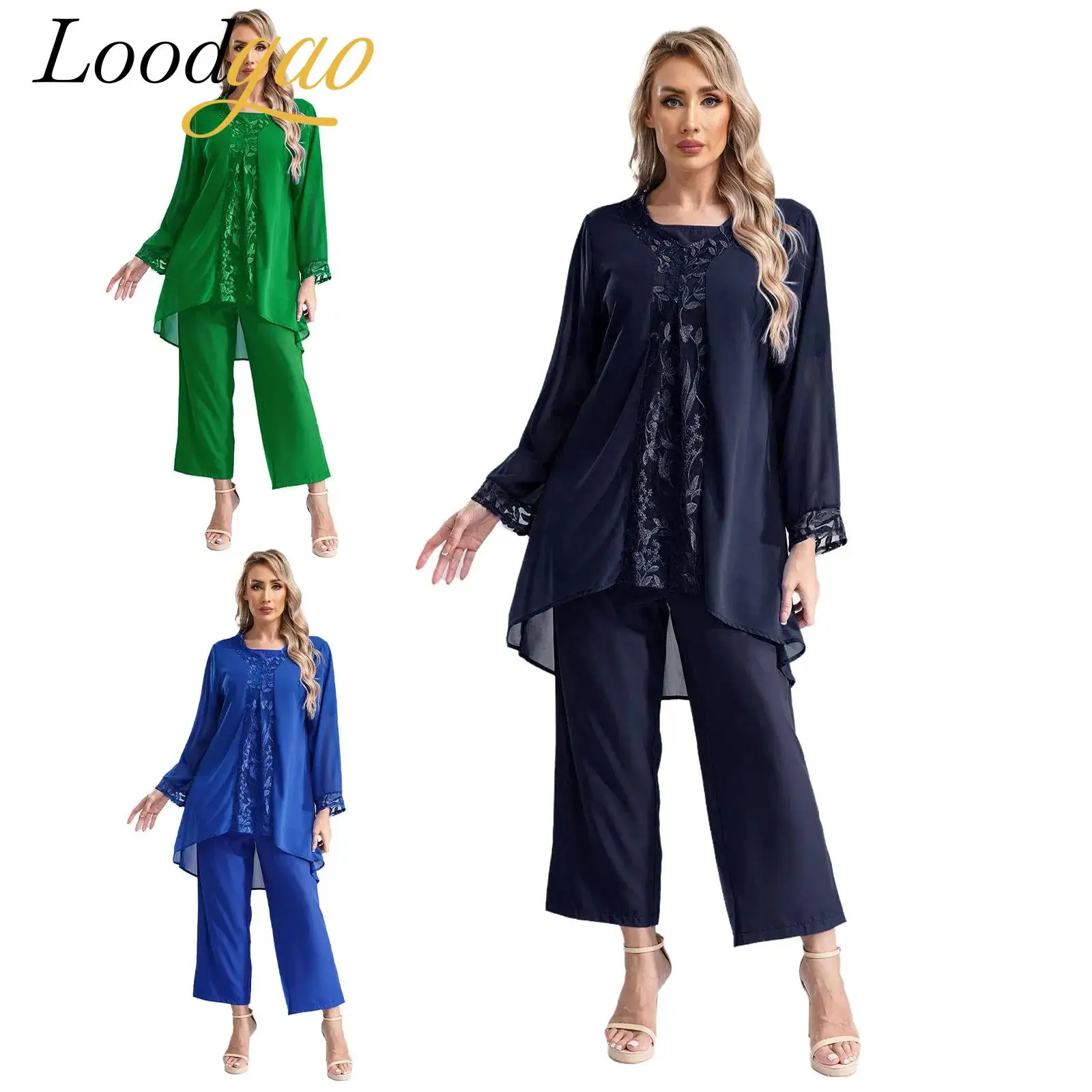 

Женские классические танцевальные костюмы, праздничный костюм, шифоновая майка, брюки для свадьбы, вечерние платья, костюм для женской одежды