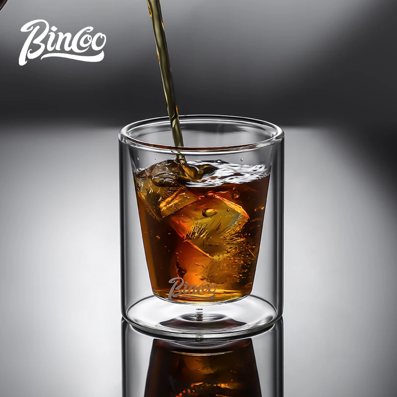 

Bincoo Double Glass Coffee Mug 120ml Anti-scald Design Espresso Mug Milk Café Ice Americano Mug High-value Glass Mugs