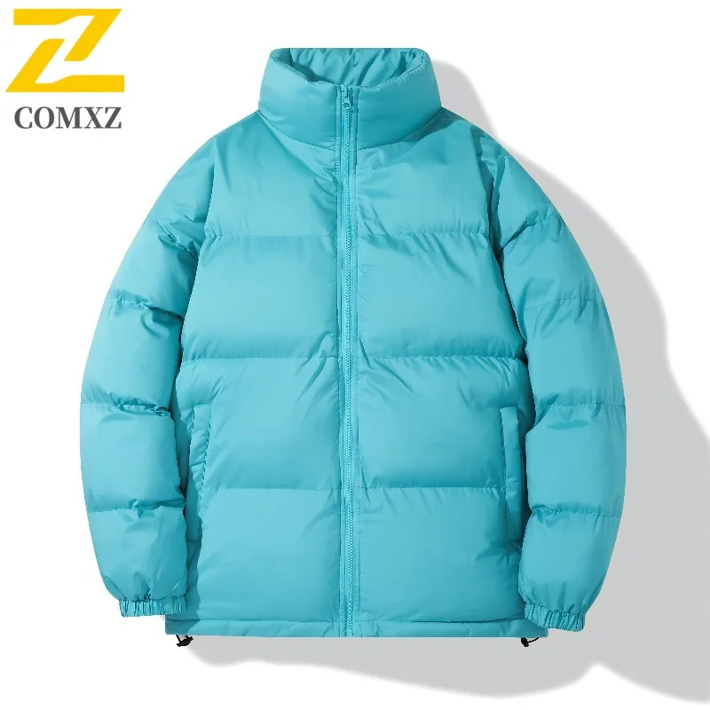 COMXZ 2025 Winter Stand Collar Color Block Padded Coat Unisex Casual Sports Outwear Travel Color Trendy Warm Couple Jacket
