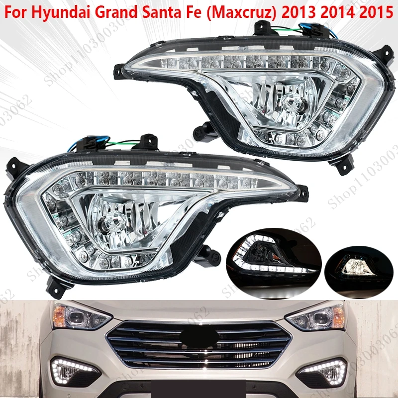 LED Front Bumper Foglamp DRL Fog Light Assembly For Hyundai Grand Santa Fe (Maxcruz) 2013 2014 2015 92201 B8100 92202 B8100