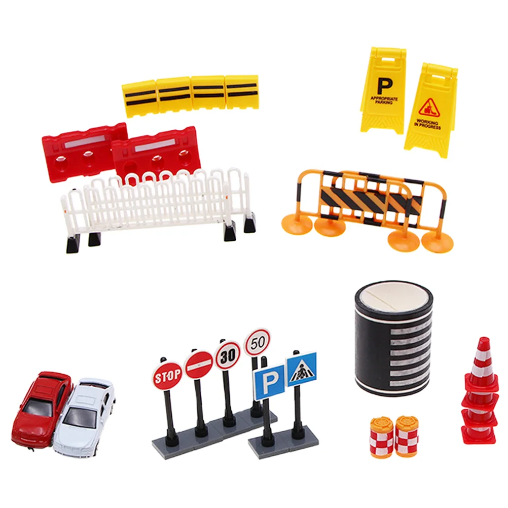 

27 Pcs Road Construction Set Mini Traffic Indicator Model Simulation Roadblocks Sand Table Decor Kids Toy