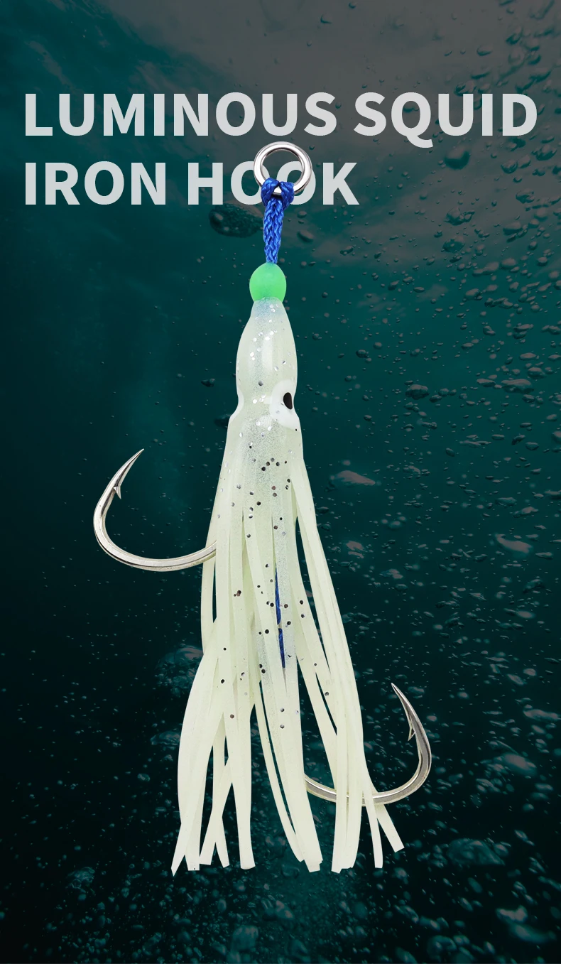 ZYZHE 1/3/5 Stück Meeresfischerei JIG Assist-Haken Slow Jigging Weicher Oktopus-Köder Schnurhaken Tiefsee-Angelhaken – Detail 1