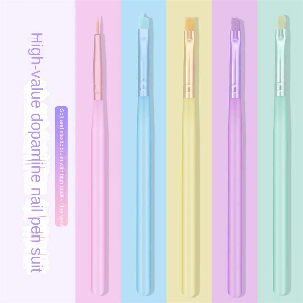 5Pcs/set Drawing Flower Line Grid Nail Art Liner Brush Manicure Accessories UV Gel Extension Nail Drawing Pen Nylon