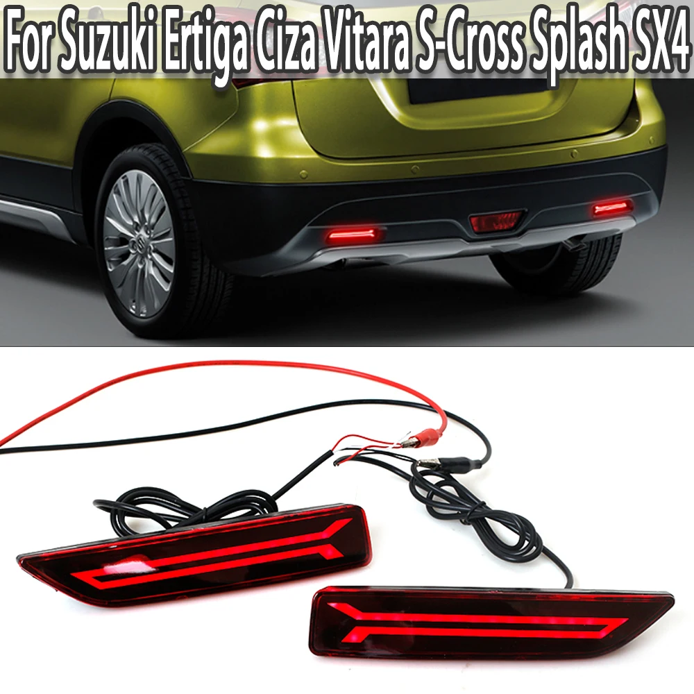 2 Pcs LED Rear Brake Tail Bumper Assembly Reflector Rear Fog Warning Lamp For Suzuki Ertiga Ciza Vitara S-Cross Splash SX4