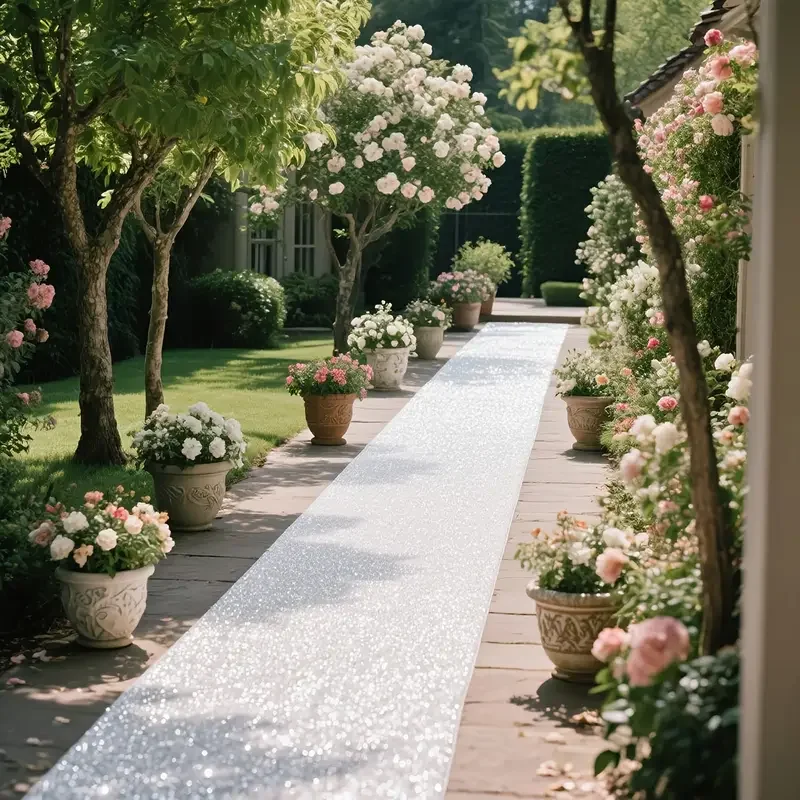 Allée de mariage étincelante blanche élégante, décorations de cérémonie romantique pour mariages, Saint-Valentin, Noël et Thanksgiving