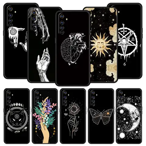 Moon Tarot cat 미적 Realme GT Neo 2 3 3T 전화 케이스 Realme 10 9 8 5G 7 6 GT2 Pro Plus 9i 8i C21 C11 C25 C35 커버