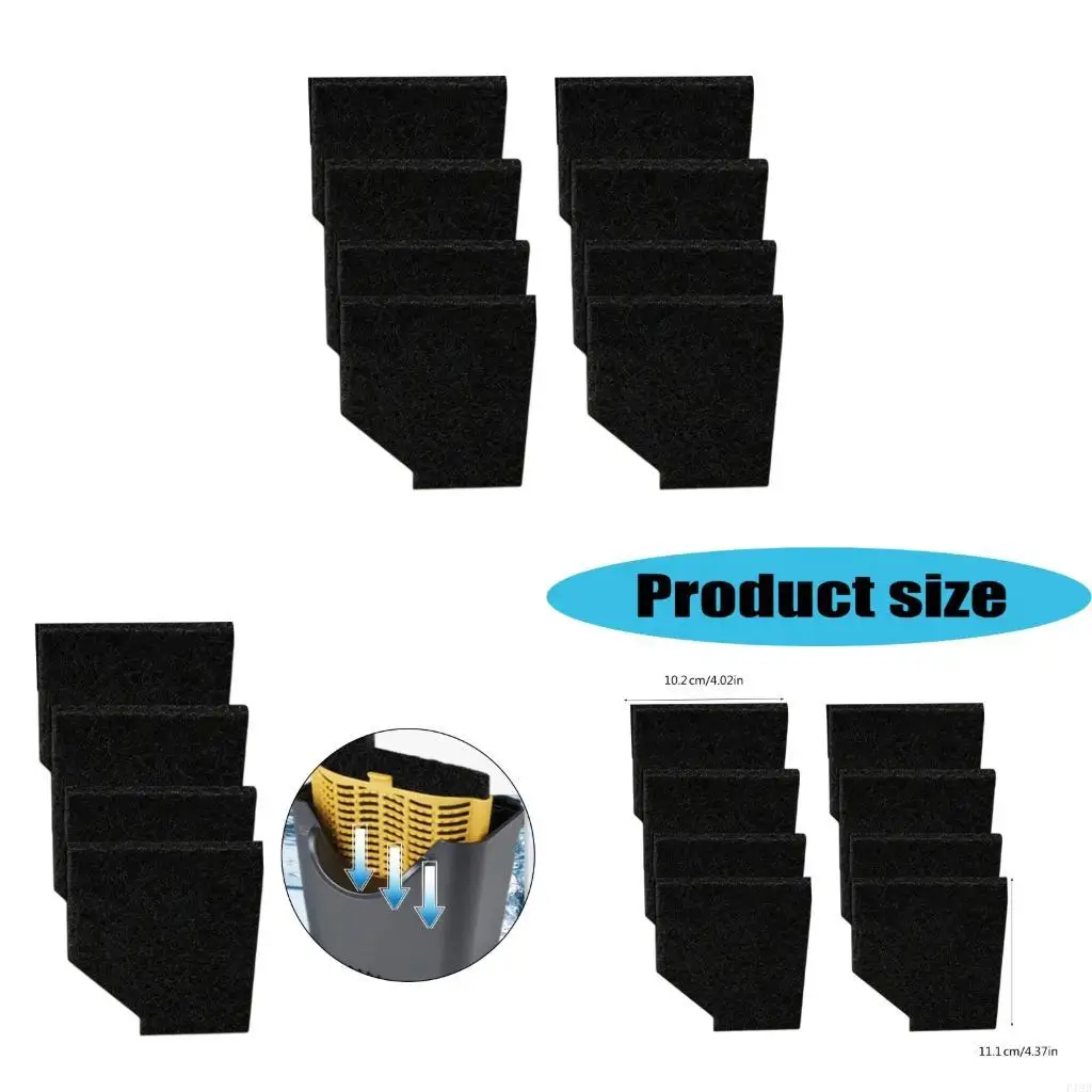 F19B Routine Filter Change Media Pack, 8 Black Polyurethane Water Inserts 4.02 x 4.37 in for Pet Fish Use, Regular Service, and