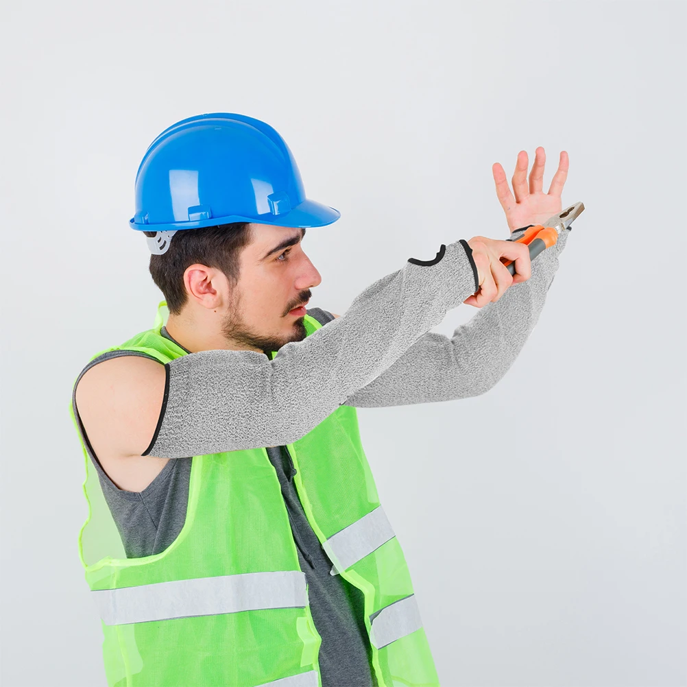 

2pcs Cut Resistant Arm Sleeves Thumb Hole Forearm Guards Protective Work Gear For Gardening Construction Repair Machinery Labor