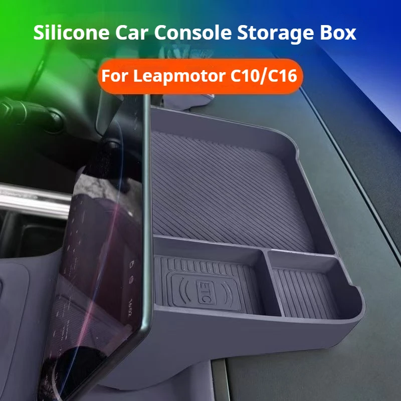 

For Leapmotor C10 C16 24-26 Silicone Dashboard Storage Tray Car Display Screen Rear Storage Box Tray Organizer Car Accessories