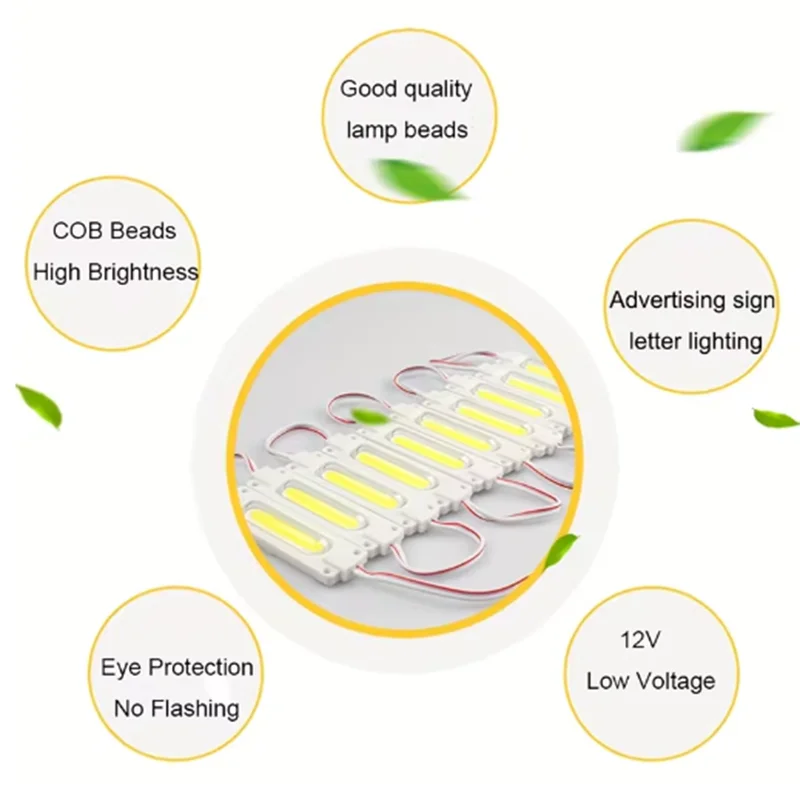 20/100PCS Wholesale Waterproof IP65 12V Multicolour Led Module COB Light Backlight Shop Banner Christmas Decorations Warm White