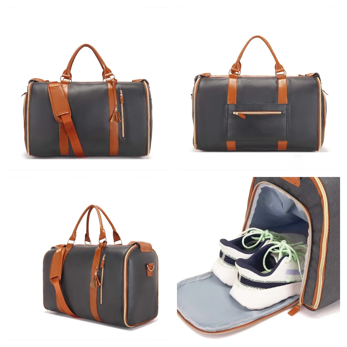 Alirattan 2026 حقيبة ملابس محمولة جديدة مريحة للسفر كبيرة من جلد البولي يوريثان حقيبة أمتعة من القماش للنساء #5