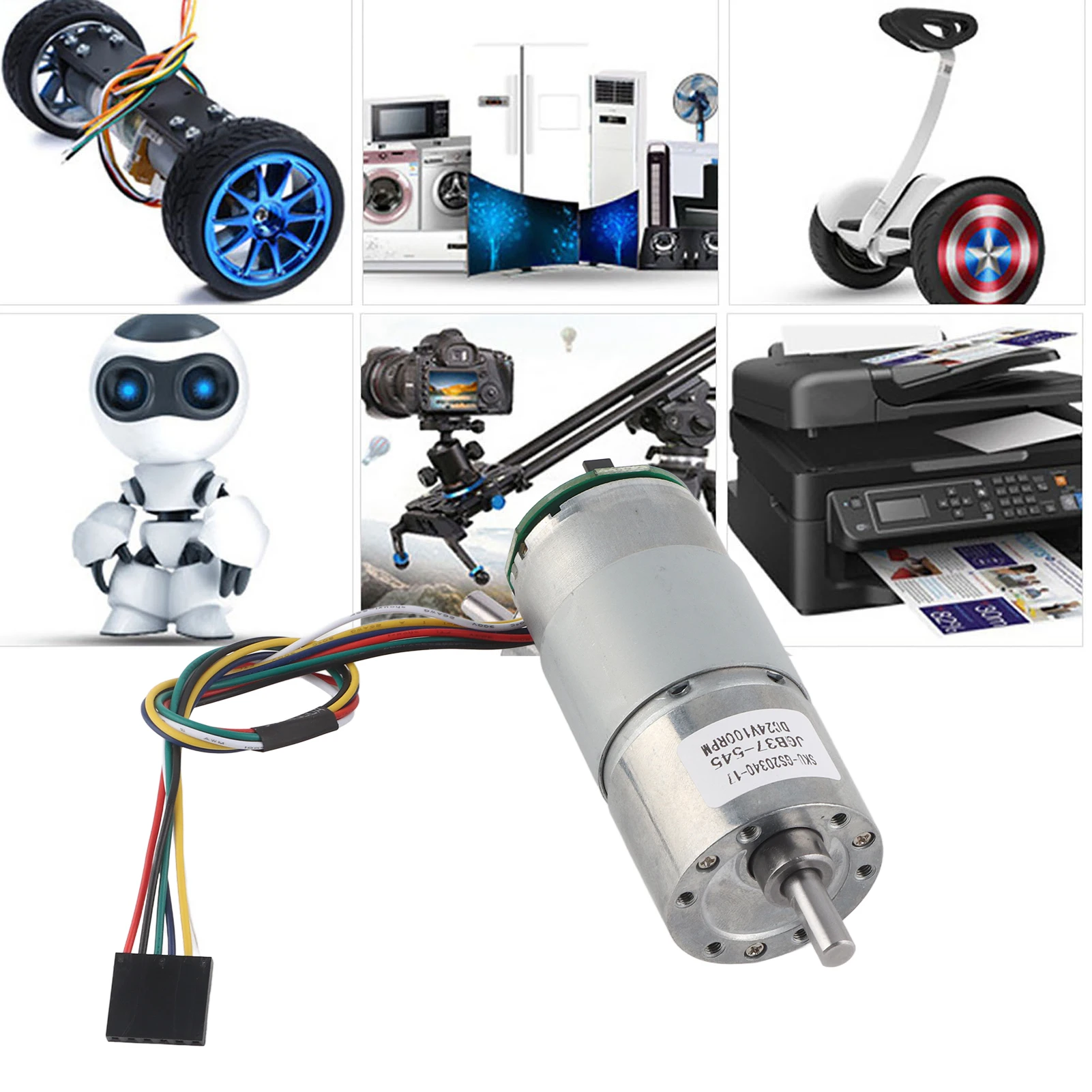 Gear Motor Large Torsion Gear Motor with Encoder 12/24V Power Speed Reduction Motor 10~1500 Rpm Speed Motor Motor with Encoder