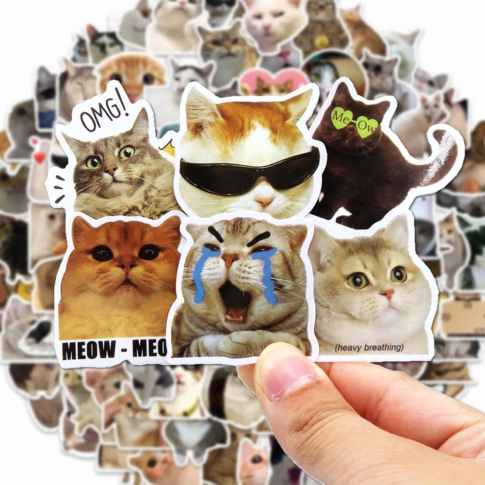 100/1000pcs Funny Cute Cat MEME Animals Stickers Kawaii Decals Scrapbooking Notebook Luggage Laptop Skateboard Sticker Toy