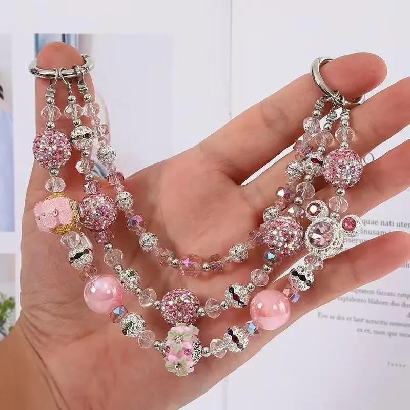 

Creative Multi-layer Beaded Inlaid Rhinestones Phone Chain Stylish Pendant Accessory for Mobile Phone, Keychain and Bags