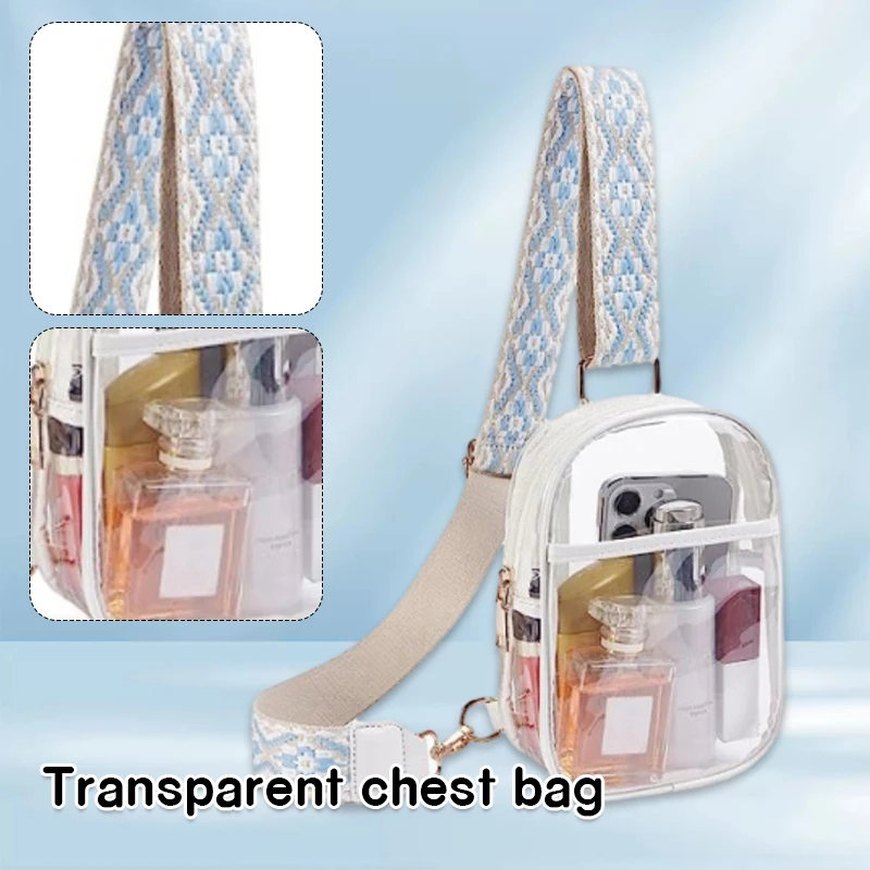 Clear Chest Sling Bag Transparent Purse Waterproof Crossbody Bag Adjusted Small Clear Breast Bag Storage Bag for Outdoor