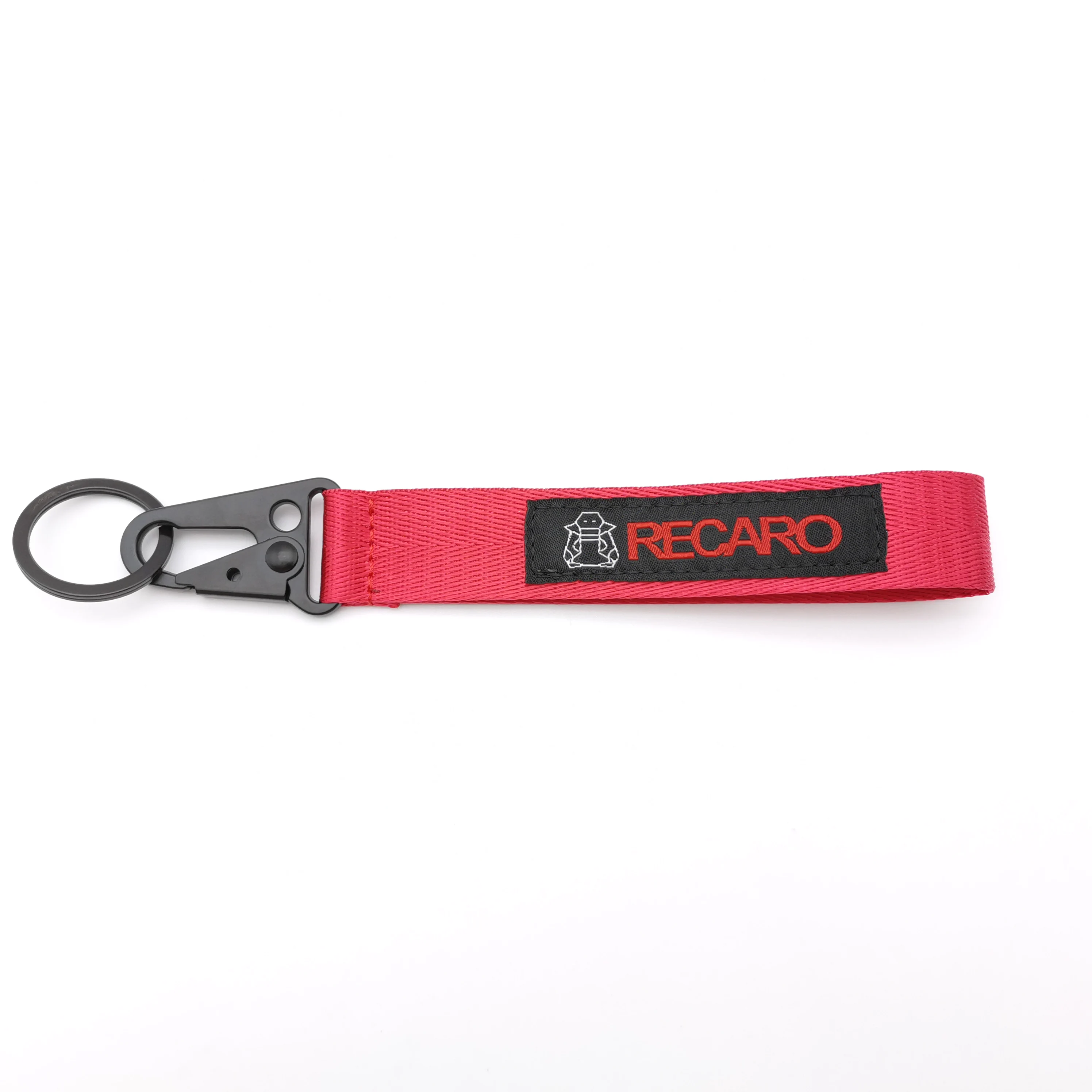 Recaro Car Keychain Strap Keychian JDM Style Emblem Nylon Webbing Strap Keychain With Steel Spring Clip Car Accessorie