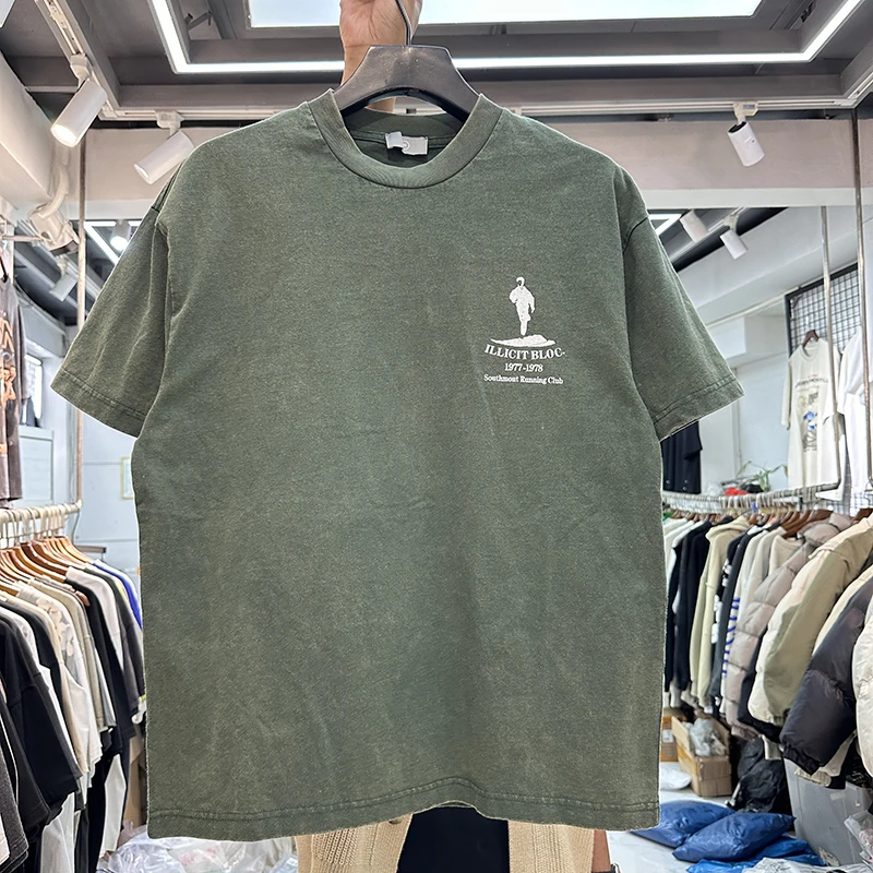 

Washed Vintage American High Street Casual Short Sleeve T-Shirt Unisex Loose Fit Hip Hop Trendy Brand Letter Print Summer Top