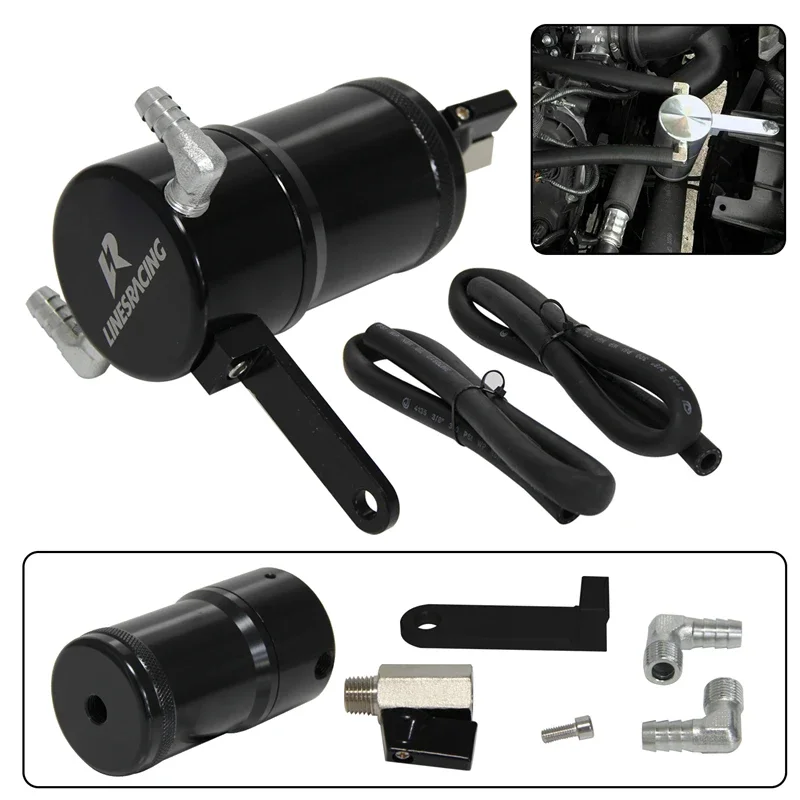 

Oil Catch Can Kit Black/Silver Aluminum Fit For Ford F-150 EcoBoost 5.0L 2011-2017