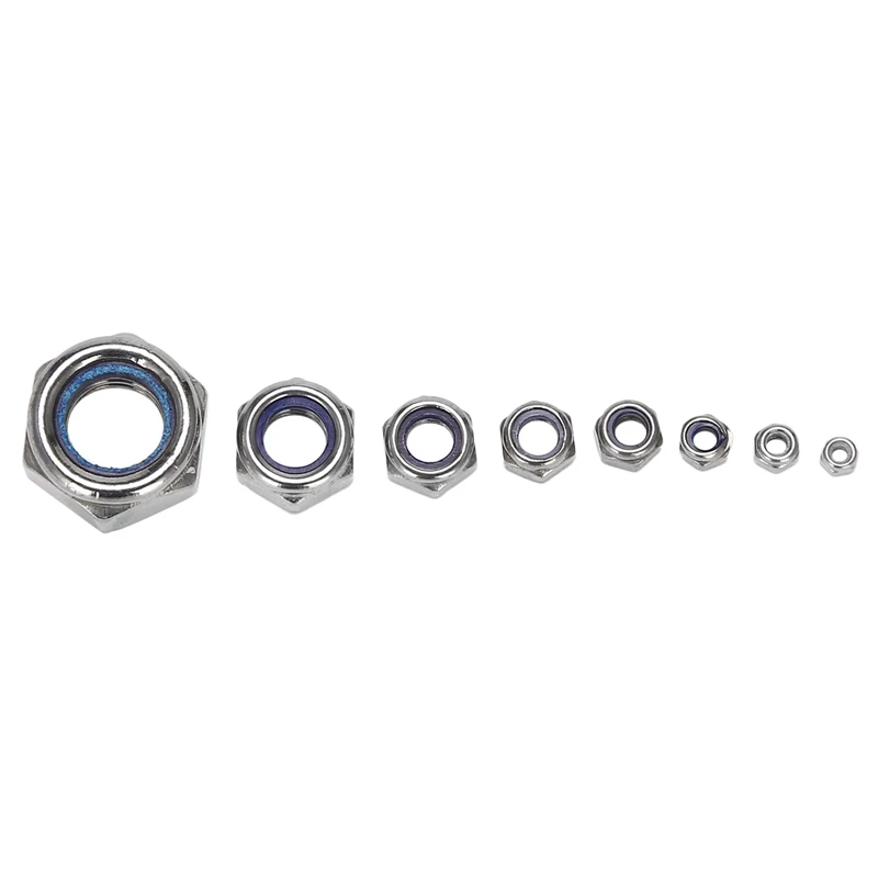 Nylon Lock Nut Stainless Steel M2 M2.5 M3 M4 M5 M6 M8 M10 M12 Hex Hexagon Self Locking Nut Assortment Kit 321Pcs