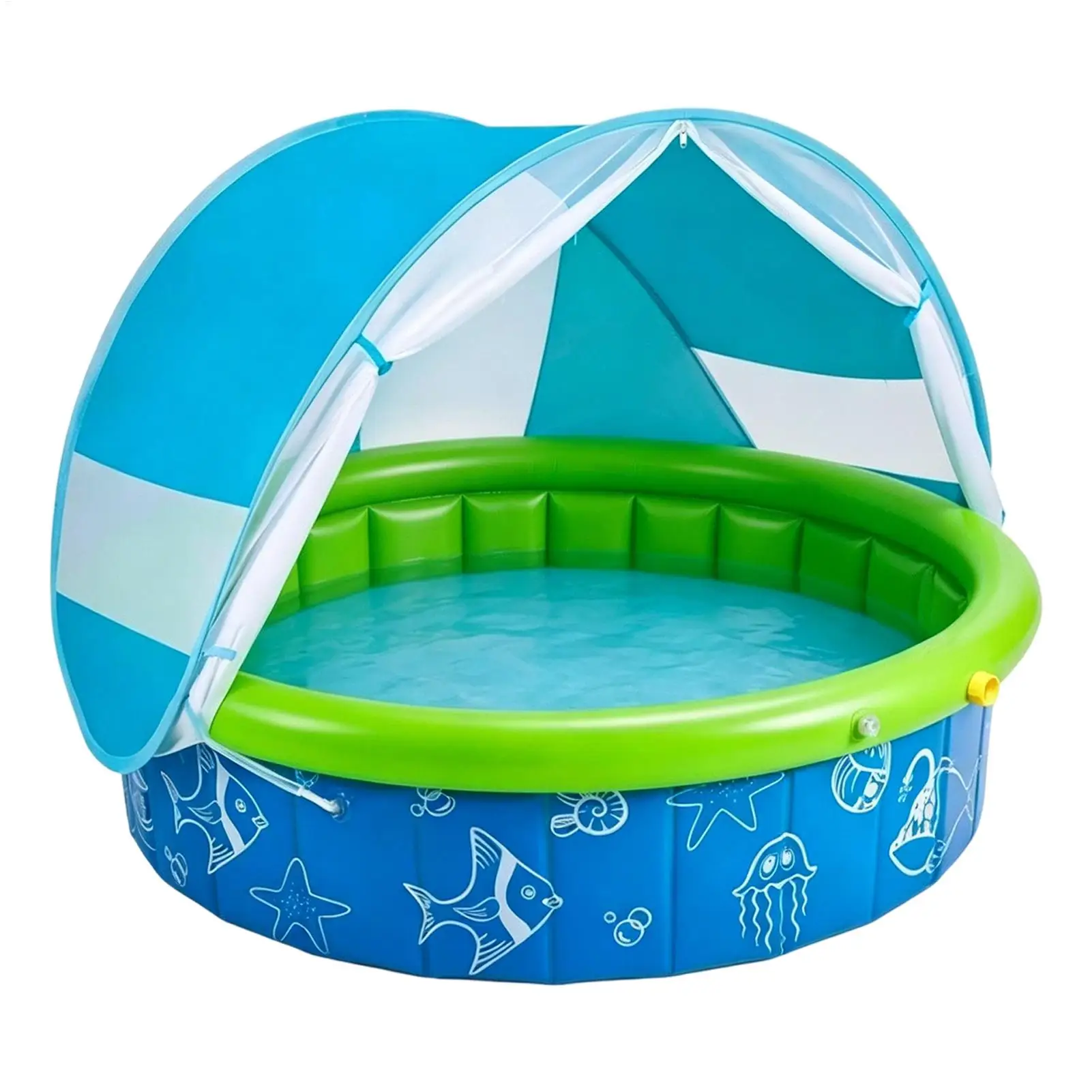 Kids Pool Sun Protection Spacious Foldable Kids Swim Pool With Canopy for Summer Yard Garden 100x100x30cm