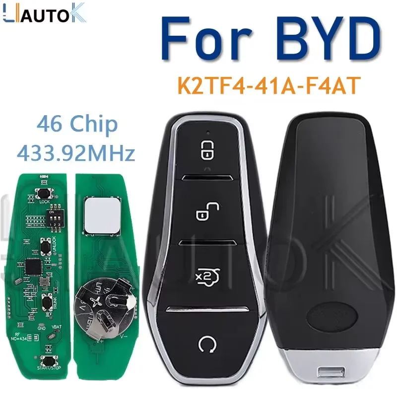 Smart Remote Car Key For BYD Qin PLUS DM-i Qin PLUS EV Yuan PLUS SON 433.92MHz ID46 Chip K2TF4-41A-F4AT Auto Remote Control Key
