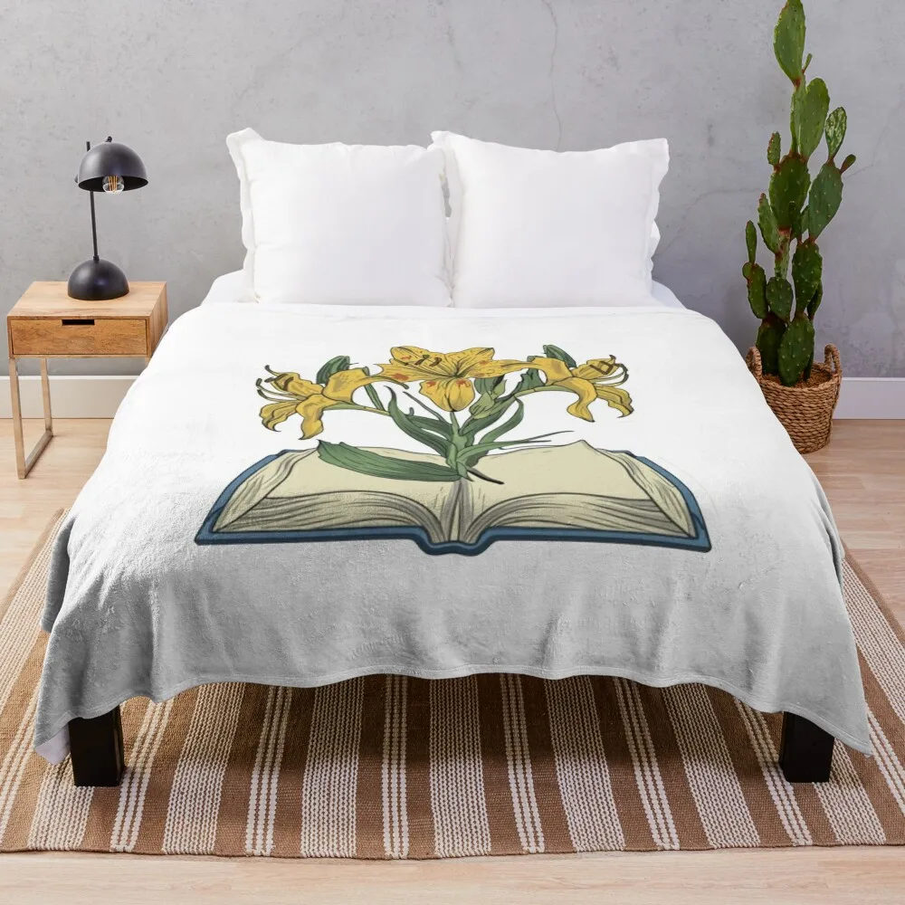 Flowers Growing From Book Yellow Asiatic lilies Throw Blanket Baby Extra Large Throw blankets ands Blankets