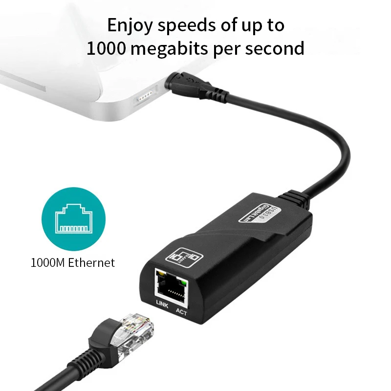 1000Mbps USB 3.0 USB 2.0 Wired USB TypeC To Rj45 Lan Ethernet Adapter RTL8153 Network Card for PC Macbook Windows Laptop