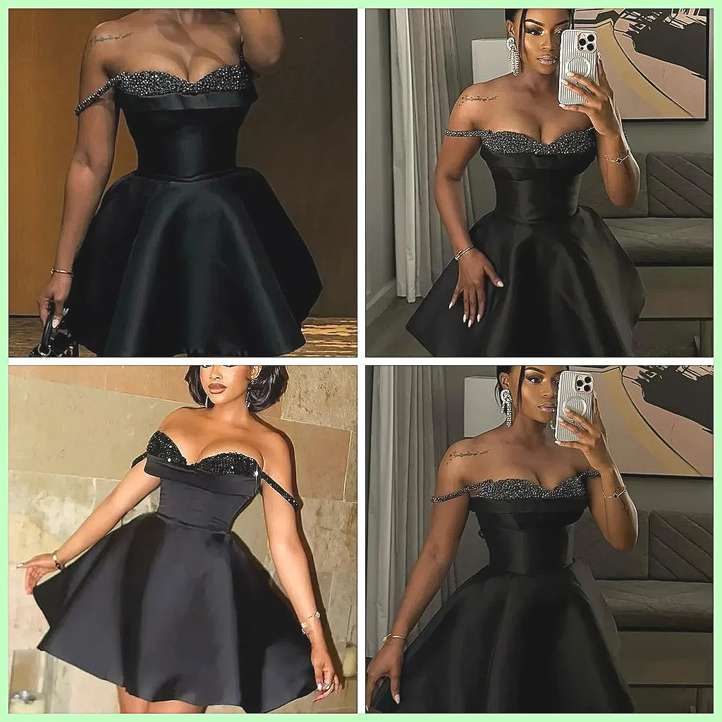 

Sexy Black Sequin Satin Mini Dress for Women, Sleeveless A-Line Party Dress with Waist Cinching
