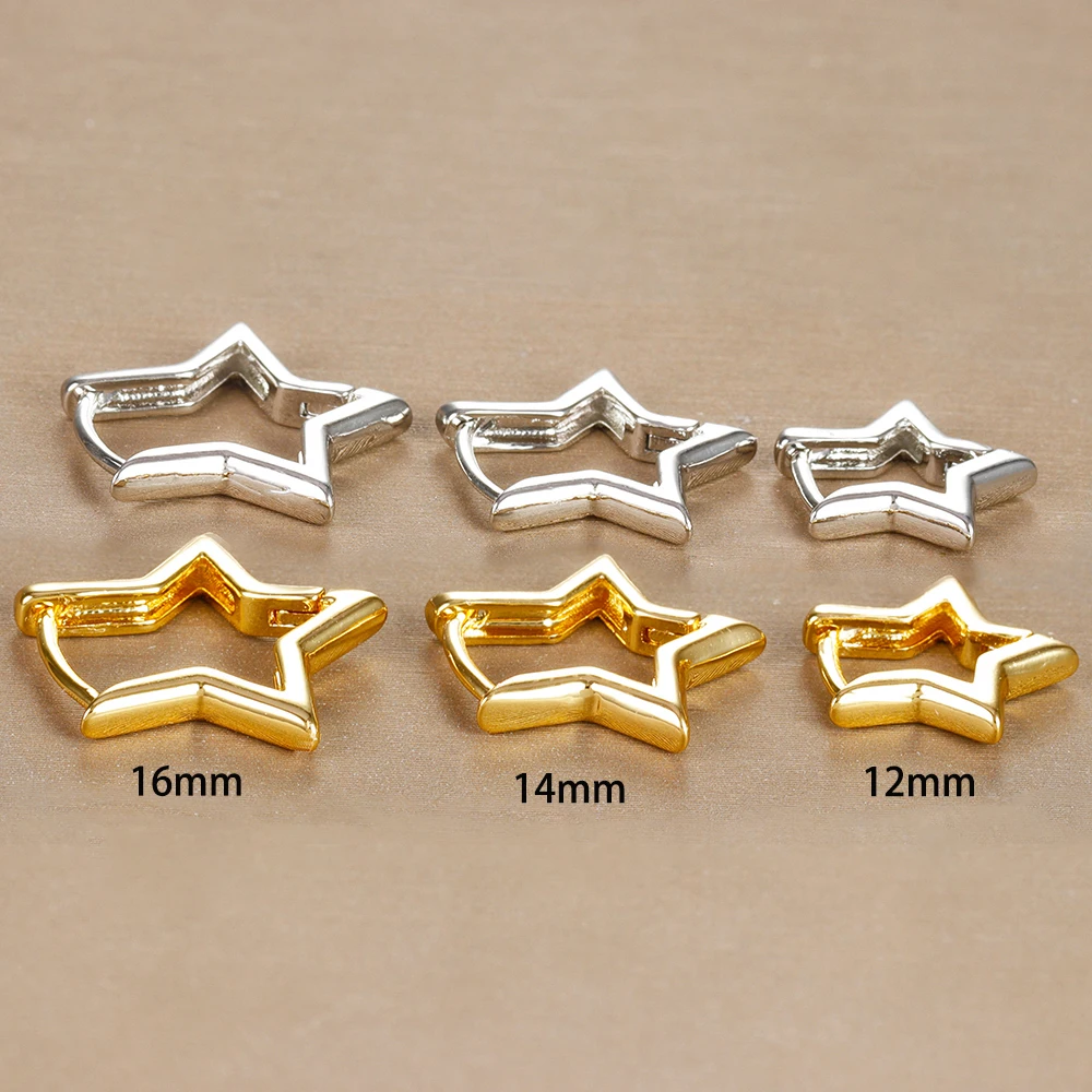 3PCS Stainless Steel Star Hoop Earrings Set for Women 12/14/16mm Simple Hollow Cartilage Piercing Earring Minimalism Jewelry