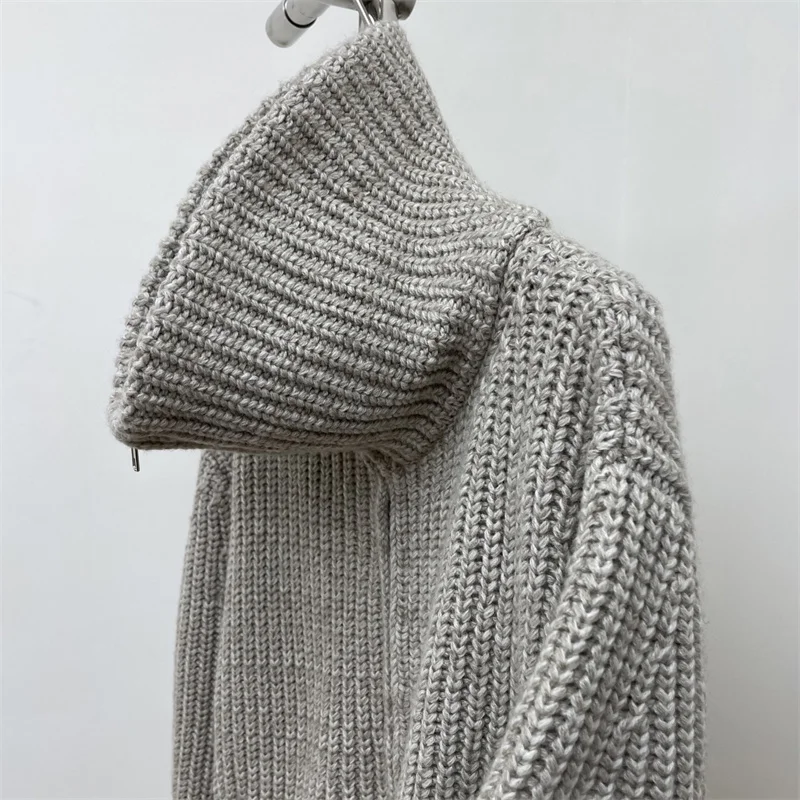 여성용 가디건 새로운 신축성 니트 긴팔 상의 2025년 가을용 지퍼 슬림핏 여성 스웨터 여성 터틀넥 코트