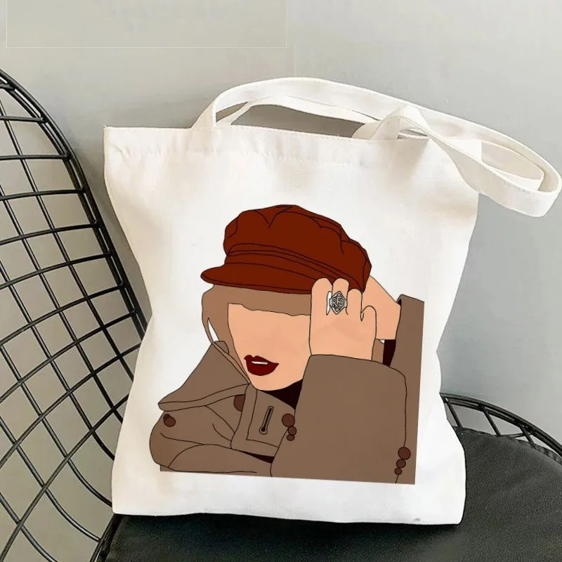 نسخة تايلور في حقيبة تسوق حمراء حقائب يد نسائية ذات سعة كبيرة حقائب كتف جرافيك للطلاب والبنات مطبوعة حقائب كاجوال