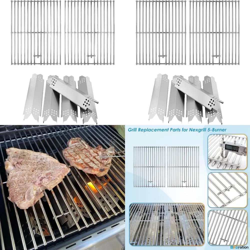 

5-Burner and 4-Burner Grill Replacement Parts Kit with Heat Shield and Cooking Grate