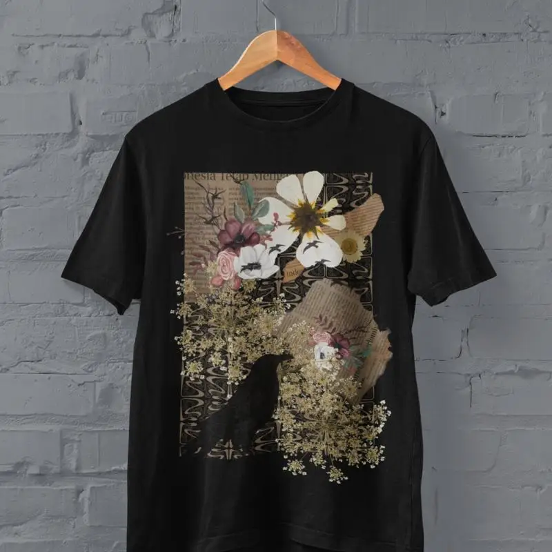 Abstract Art Crow T Shirt Dark Academia Clothing Y2K Grunge Clothes Surreal Alternative Weirdcore Clowncore Punk