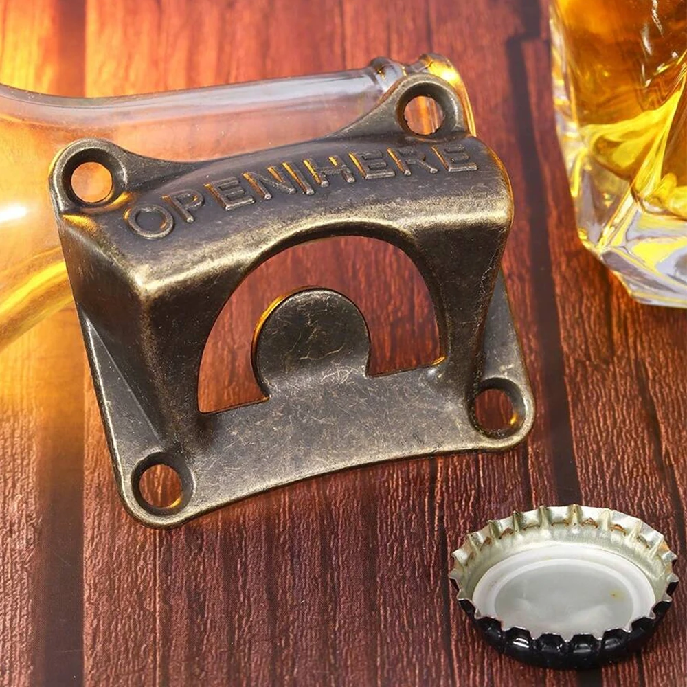 Metal Beer Bottle Opener Wall Mounted Retro Beer Bottle Opener Tools Outdoor BBQ Bar Accessories