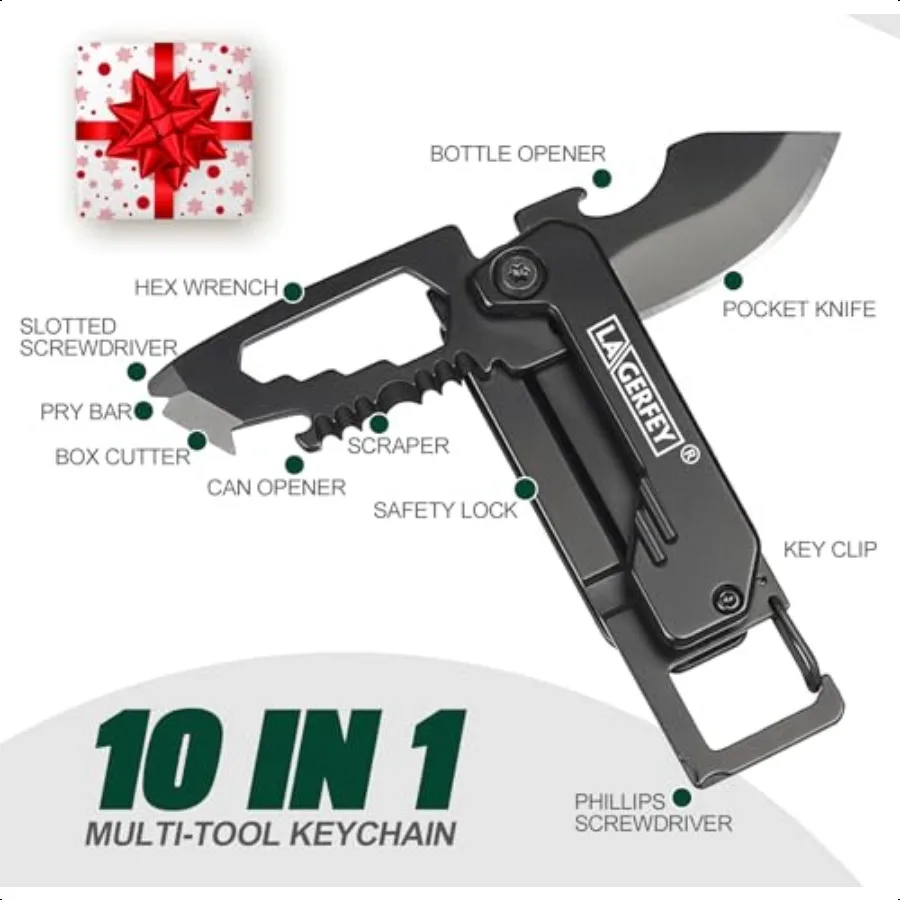 Zakmes Cadeaus voor mannen Sleutelhanger Multitool Box Cutter met 1,8 inch mes Kleine zakmessen voor dagelijks dragen Kous St